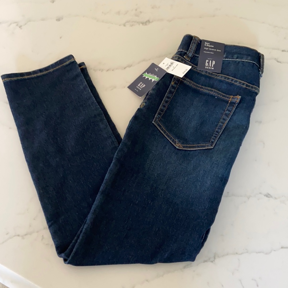NWT GAP KIDS SZ 8 FANTASTIFLEX RWGULAR STRETCH SUPER DENIM JEANS ADJUST SLIM